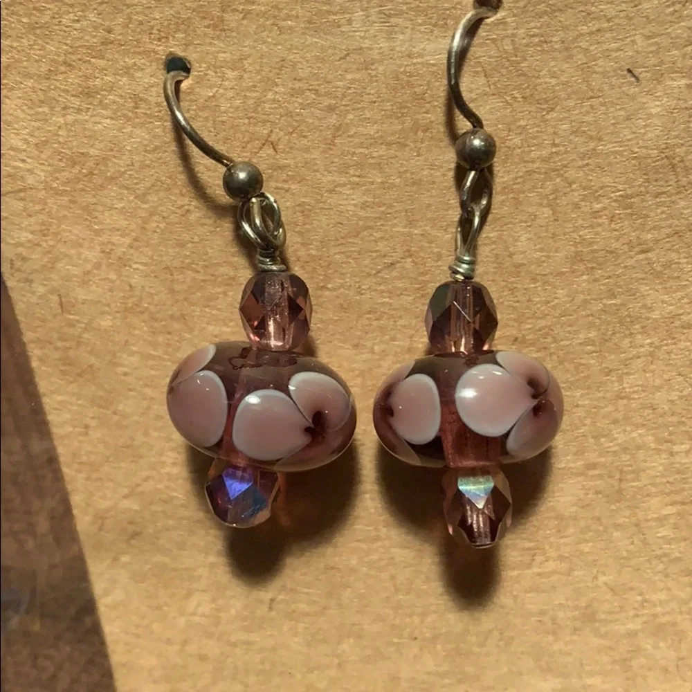 Murano glass flower sparkly beads earrings - Picture 7 of 7